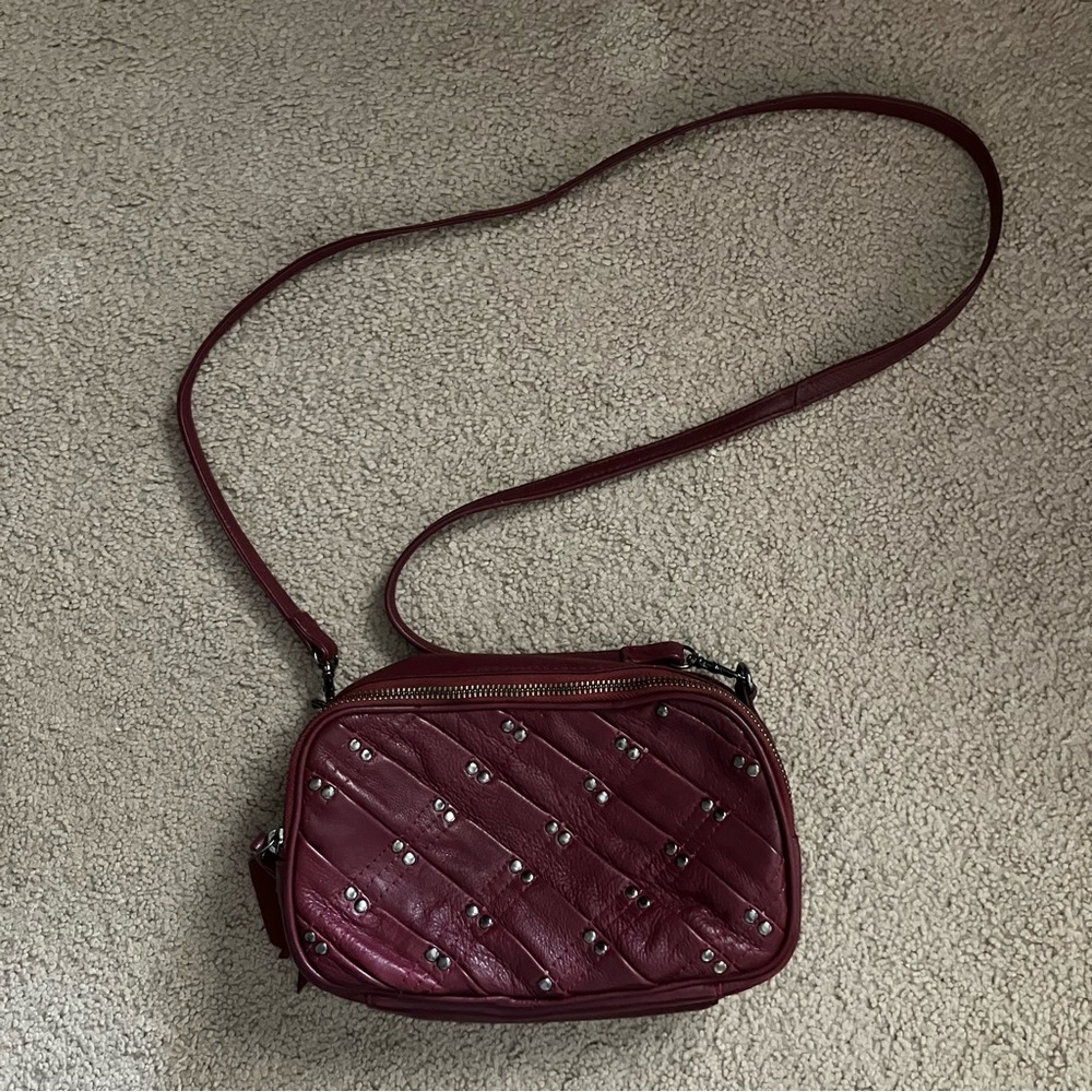 Joelle Hawkens by‎ Treesje Sausalito Small Burgundy Leather Crossbody Bag Purse